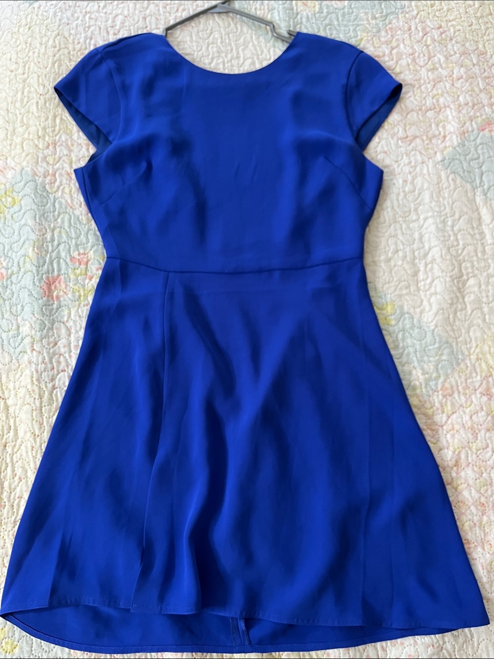Babaton Royal Blue Cap-Sleeve Fit & Flare Mini Dress